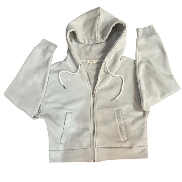 Common Stitch Light Gray Cropped Fleece Zip Up Hoodie Women’s Size Small - Picture 1 of 3